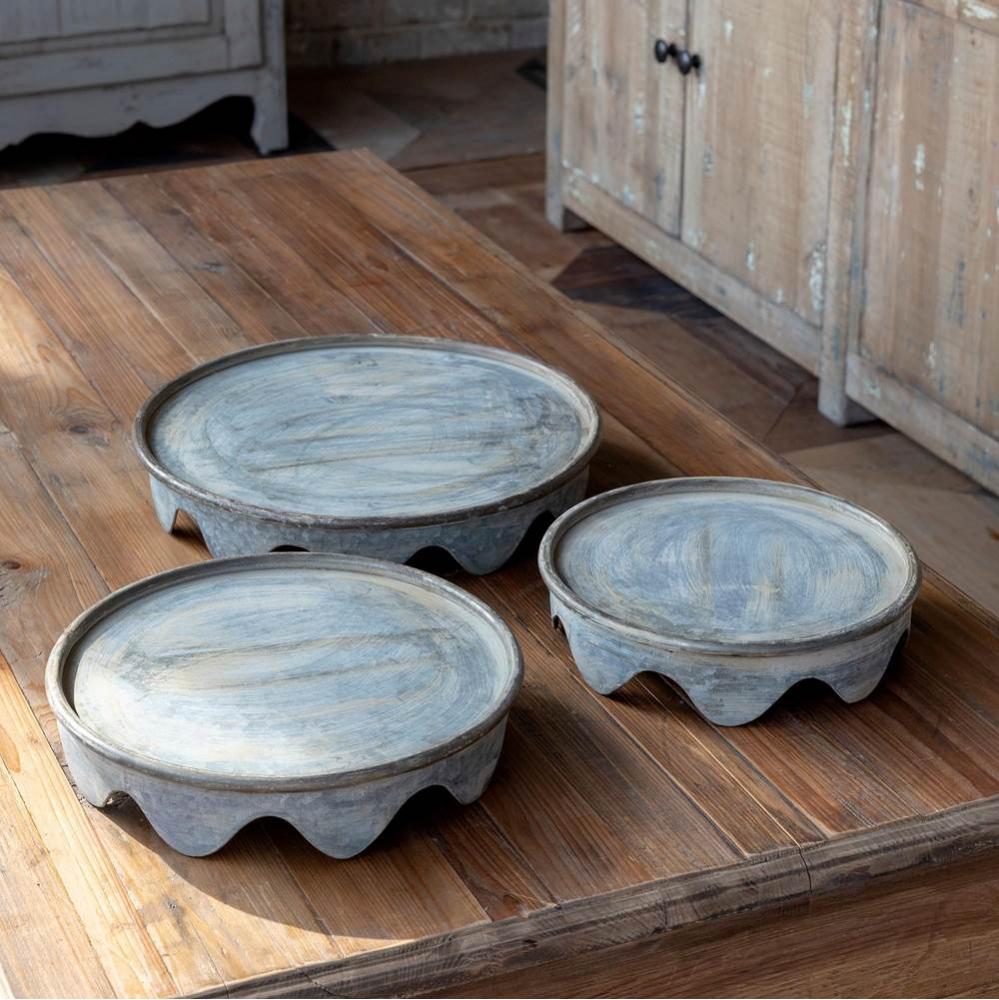 Aged Metal Display Platforms Set Of 3