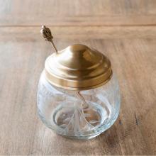 Park Hill EAV80737 - Antique Brass And Etched Glass Jam Jar With Spoon