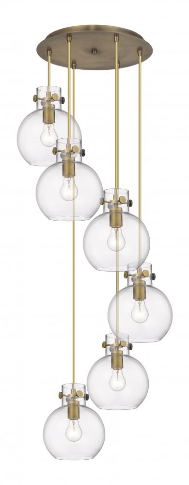 Newton Sphere - 6 Light - 19 inch - Brushed Brass - Cord hung - Multi Pendant