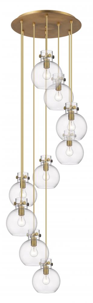 Newton Sphere - 9 Light - 22 inch - Brushed Brass - Cord hung - Multi Pendant