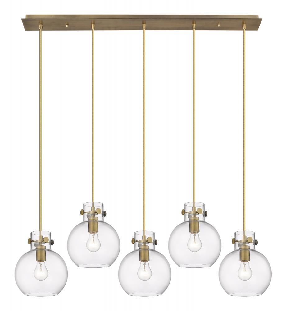 Newton Sphere - 5 Light - 40 inch - Brushed Brass - Cord hung - Linear Pendant