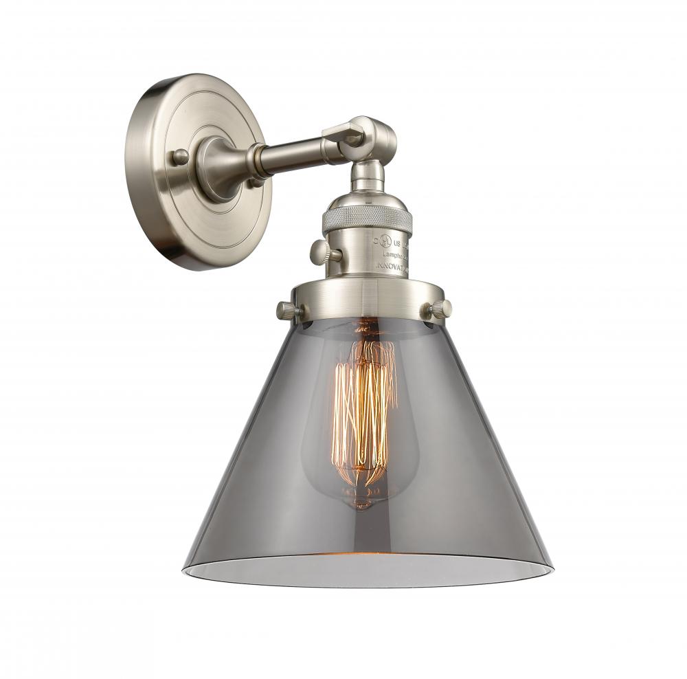 Cone - 1 Light - 8 inch - Brushed Satin Nickel - Adjustable Sconce