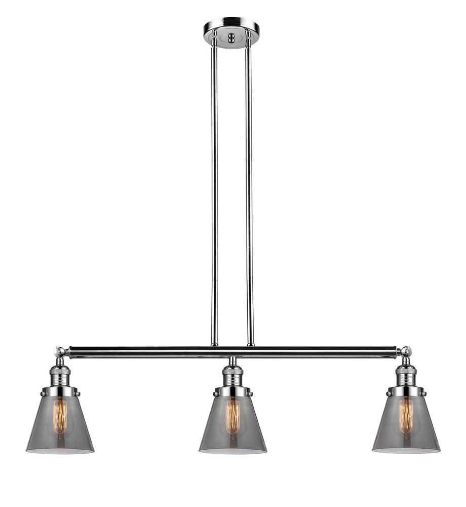 Cone - 3 Light - 39 inch - Polished Nickel - Stem Hung - Adjustable Island Light