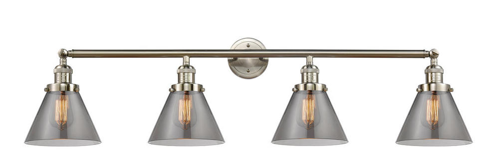 Cone - 4 Light - 44 inch - Brushed Satin Nickel - Adjustable Bath Vanity Light