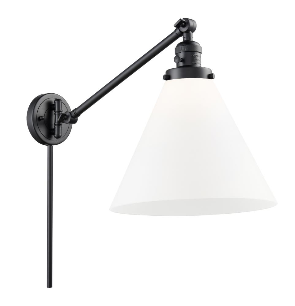 Cone - 1 Light - 12 inch - Matte Black -Adjustable Swing Arm
