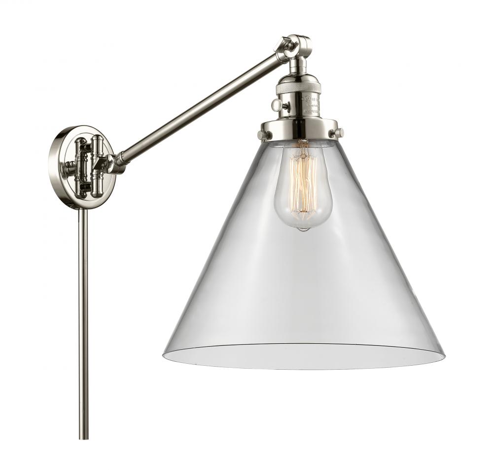 Cone - 1 Light - 12 inch - Polished Nickel -Adjustable Swing Arm