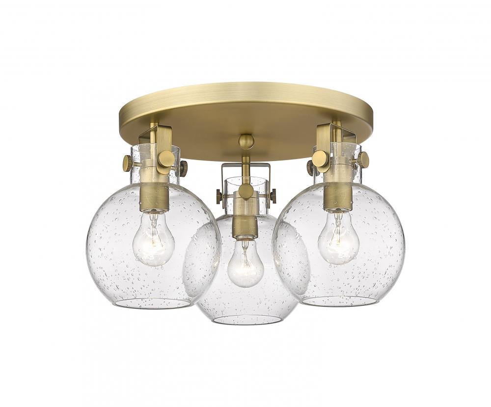 Newton Sphere - 3 Light - 18 inch - Brushed Brass - Flush Mount