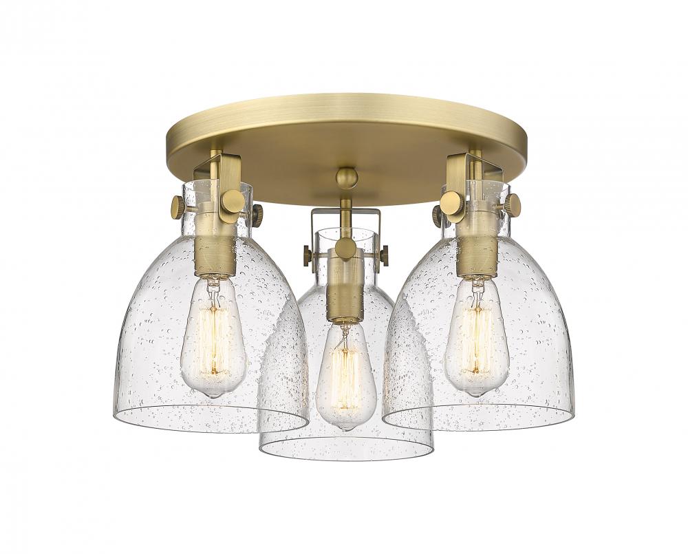 Newton Bell - 3 Light - 18 inch - Brushed Brass - Flush Mount