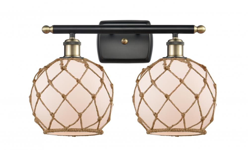 Farmhouse Rope - 2 Light - 18 inch - Black Antique Brass - Bath Vanity Light