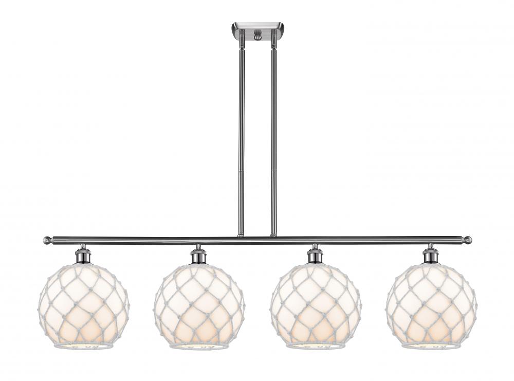 Farmhouse Rope - 4 Light - 48 inch - Brushed Satin Nickel - Cord hung - Island Light