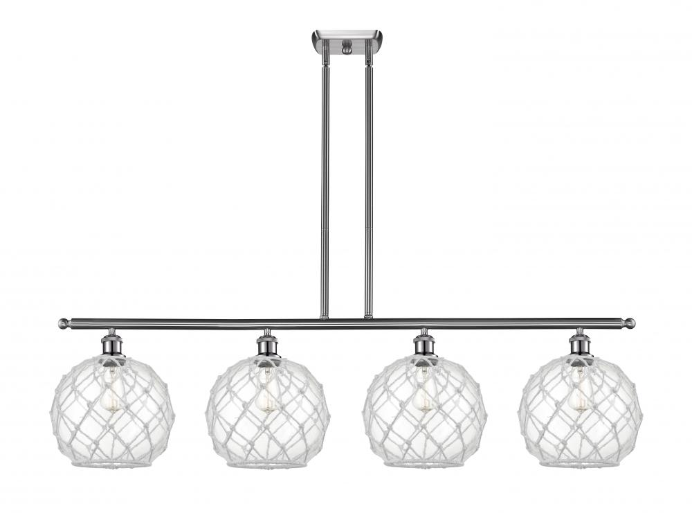 Farmhouse Rope - 4 Light - 48 inch - Brushed Satin Nickel - Cord hung - Island Light
