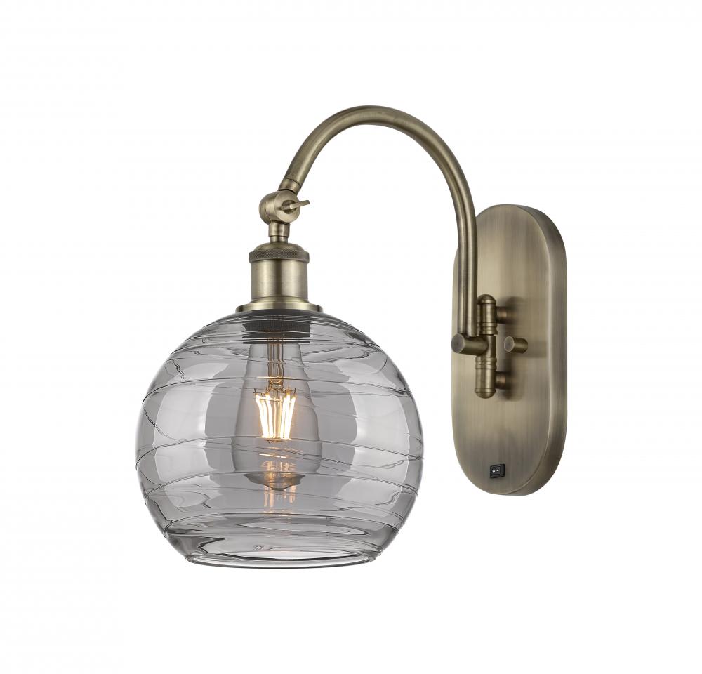 Athens Deco Swirl - 1 Light - 8 inch - Antique Brass - Adjustable Swing Arm
