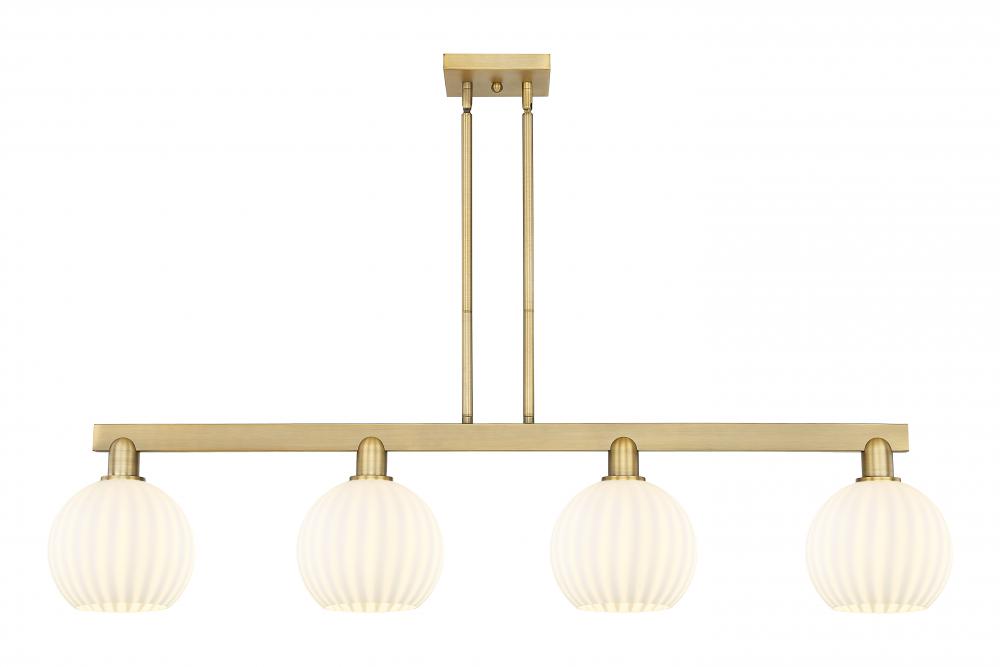 White Venetian - 4 Light - 48 inch - Antique Brass - Stem Hung - Island Light