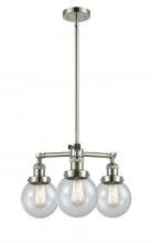 Innovations Lighting 207-PN-G204-6-LED - Beacon - 3 Light - 19 inch - Polished Nickel - Stem Hung - Chandelier