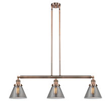 Innovations Lighting 213-AC-G43-LED - Cone - 3 Light - 40 inch - Antique Copper - Stem Hung - Adjustable Island Light