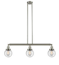 Innovations Lighting 213-SN-G204-6-LED - Beacon - 3 Light - 39 inch - Brushed Satin Nickel - Stem Hung - Adjustable Island Light