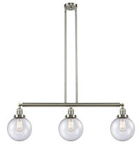 Innovations Lighting 213-SN-G204-8-LED - Beacon - 3 Light - 41 inch - Brushed Satin Nickel - Stem Hung - Adjustable Island Light