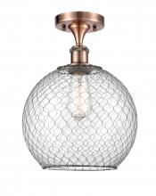 Innovations Lighting 516-1C-AC-G122-10CBK-LED - Farmhouse Chicken Wire - 1 Light - 10 inch - Antique Copper - Semi-Flush Mount
