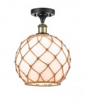 Innovations Lighting 516-1C-BAB-G121-10RB-LED - Farmhouse Rope - 1 Light - 10 inch - Black Antique Brass - Semi-Flush Mount