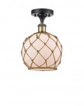 Innovations Lighting 516-1C-BAB-G121-8RB-LED - Farmhouse Rope - 1 Light - 8 inch - Black Antique Brass - Semi-Flush Mount