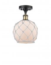 Innovations Lighting 516-1C-BAB-G121-8RW-LED - Farmhouse Rope - 1 Light - 8 inch - Black Antique Brass - Semi-Flush Mount