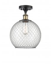 Innovations Lighting 516-1C-BAB-G122-10CBK-LED - Farmhouse Chicken Wire - 1 Light - 10 inch - Black Antique Brass - Semi-Flush Mount