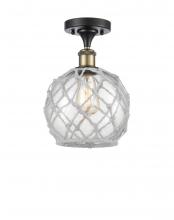 Innovations Lighting 516-1C-BAB-G122-8RW-LED - Farmhouse Rope - 1 Light - 8 inch - Black Antique Brass - Semi-Flush Mount