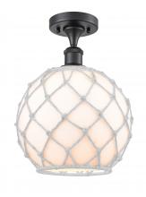 Innovations Lighting 516-1C-BK-G121-10RW-LED - Farmhouse Rope - 1 Light - 10 inch - Matte Black - Semi-Flush Mount
