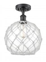 Innovations Lighting 516-1C-BK-G122-10RW-LED - Farmhouse Rope - 1 Light - 10 inch - Matte Black - Semi-Flush Mount
