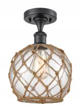 Innovations Lighting 516-1C-BK-G122-8RB-LED - Farmhouse Rope - 1 Light - 8 inch - Matte Black - Semi-Flush Mount