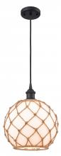 Innovations Lighting 516-1P-BK-G121-10RB-LED - Farmhouse Rope - 1 Light - 10 inch - Matte Black - Cord hung - Mini Pendant