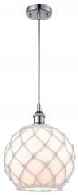 Innovations Lighting 516-1P-PC-G121-10RW-LED - Farmhouse Rope - 1 Light - 10 inch - Polished Chrome - Cord hung - Mini Pendant