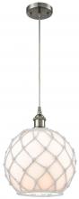 Innovations Lighting 516-1P-SN-G121-10RW-LED - Farmhouse Rope - 1 Light - 10 inch - Brushed Satin Nickel - Cord hung - Mini Pendant