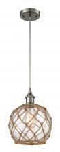 Innovations Lighting 516-1P-SN-G122-8RB-LED - Farmhouse Rope - 1 Light - 8 inch - Brushed Satin Nickel - Cord hung - Mini Pendant