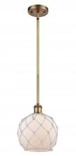 Innovations Lighting 516-1S-BB-G121-8RW - Farmhouse Rope - 1 Light - 8 inch - Brushed Brass - Mini Pendant