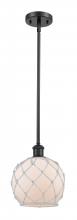 Innovations Lighting 516-1S-BK-G121-8RW-LED - Farmhouse Rope - 1 Light - 8 inch - Matte Black - Mini Pendant