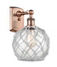 Innovations Lighting 516-1W-AC-G122-8RW-LED - Farmhouse Rope - 1 Light - 8 inch - Antique Copper - Sconce