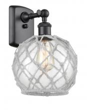 Innovations Lighting 516-1W-BK-G122-8RW-LED - Farmhouse Rope - 1 Light - 8 inch - Matte Black - Sconce