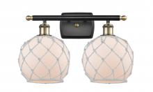 Innovations Lighting 516-2W-BAB-G121-8RW-LED - Farmhouse Rope - 2 Light - 18 inch - Black Antique Brass - Bath Vanity Light