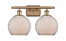 Innovations Lighting 516-2W-BB-G121-8CBK-LED - Farmhouse Chicken Wire - 2 Light - 18 inch - Brushed Brass - Bath Vanity Light