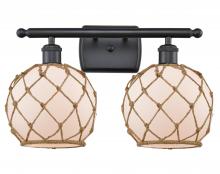 Innovations Lighting 516-2W-BK-G121-8RB-LED - Farmhouse Rope - 2 Light - 18 inch - Matte Black - Bath Vanity Light
