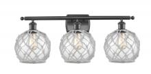 Innovations Lighting 516-3W-BK-G122-8RW-LED - Farmhouse Rope - 3 Light - 28 inch - Matte Black - Bath Vanity Light