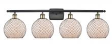 Innovations Lighting 516-4W-BAB-G121-8CBK-LED - Farmhouse Chicken Wire - 4 Light - 38 inch - Black Antique Brass - Bath Vanity Light