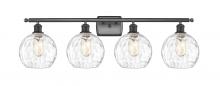 Innovations Lighting 516-4W-BK-G1215-8-LED - Athens Water Glass - 4 Light - 38 inch - Matte Black - Bath Vanity Light