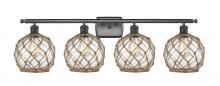 Innovations Lighting 516-4W-BK-G122-8RB-LED - Farmhouse Rope - 4 Light - 38 inch - Matte Black - Bath Vanity Light