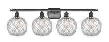 Innovations Lighting 516-4W-BK-G122-8RW-LED - Farmhouse Rope - 4 Light - 38 inch - Matte Black - Bath Vanity Light