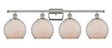 Innovations Lighting 516-4W-PN-G121-8CBK-LED - Farmhouse Chicken Wire - 4 Light - 38 inch - Polished Nickel - Bath Vanity Light