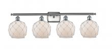Innovations Lighting 516-4W-SN-G121-8RW-LED - Farmhouse Rope - 4 Light - 38 inch - Brushed Satin Nickel - Bath Vanity Light