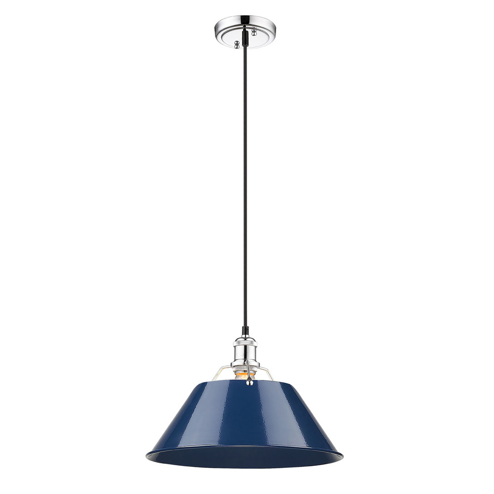 Orwell 14" Wide Large Pendant in Chrome with Matte Navy