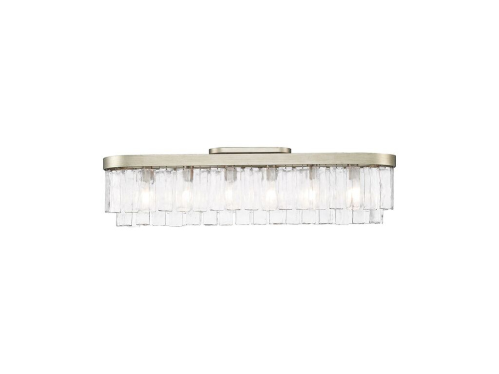 Ciara 6-Light Flush Mount in White Gold with Hammered Water Glass